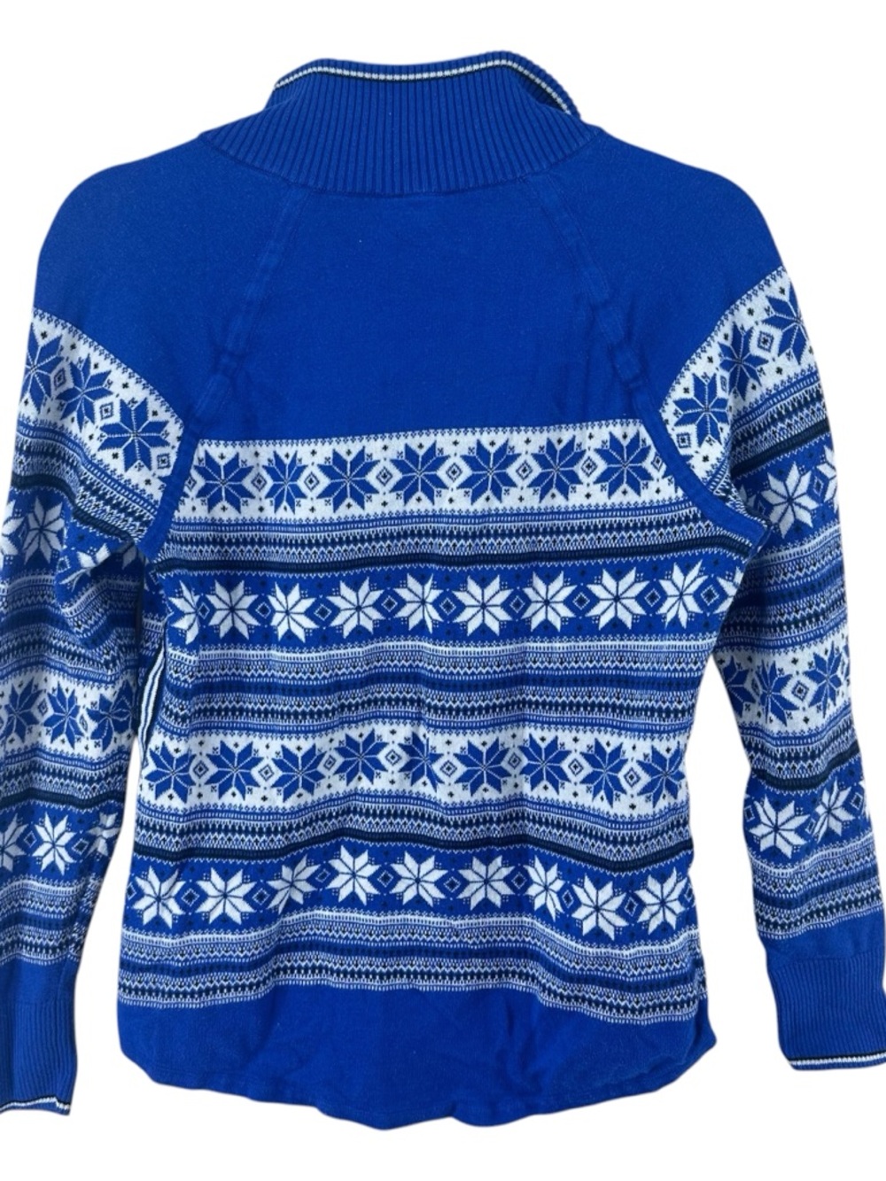 Talbots Nordic Quarter Zip Long Sleeve Sweater Wool Cotton Blend Women’s sz M - Picture 3 of 9